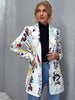 Elegant and Youth Blazer Spring Vintage Irregular Print Casual Woman Clothing High Street Lapel Blazer Woman Outerwears
