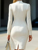 Women's Elegant Dress High Neck High Waist Slim Long Sleeve Evening Office Commuting Female Hip Cover Mini Skirt