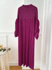 Puff Sleeve Pleated Dress Solid Color Long Length Women Loose Causal Elegant Dresses Designer Clothes Autumn 2DA1731