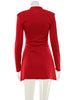 Solid O Neck Cut Out Women Bodycon Long Sleeve Dresses Chic Sexy Club Outfits Skinny Female Bodycon
