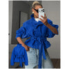 Solid Tie Waist Cinching Suede Jackets Women Chic Stand Up Collar Loose Crop Short Coats Lady Autumn Commute Daily Outfit
