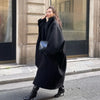 Chic Stand Collar Long Woolen Coats Women Loose Puff Sleeve Single Breasted Solid Warm Overcoat Autumn Winter Lady Outwear