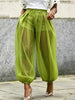 Sheer Mesh Balloon Pants High Waist Pleated Loose Harem Trousers Women Streetwear See Through Chiffon Elastic Cuff Jogger Pants