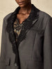 Chic Solid Spliced Lace Edge Blazers for Women Notched Collar Long Sleeve Temperament Designer Coats Female Clothes Style