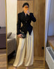Pleated Waist Cinching Blazer Coat Women Chic Deep V-neck Full-sleeve Single Breasted Slim Coats Lady Commute Jacket