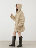 Women's Woolen Coat Loose Solid British Hooded Jackets Drawstring Mid-length Ladies Windbreaker Autumn Winter
