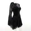 Elegant Vintage Mall Gothic Velvet Dresses Grunge Punk Style Flocked Bandage Dress Women Flare Sleeve Party Alt Outfit