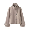 Women's Autumn Winter Stand Collar Thick Jackets Autumn Female Single Breasted Loose Long Sleeve Coats Lady Short Outwear