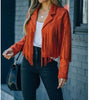 Womens Vintage Lapel Long Sleeve FringeCropped Hippie Motor Biker Cardigan OutwearsFaux Suede Tassel Jacket