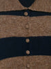 Women's Striped Knitted Cardigan Coat Female Long Sleeve Polo Collar Single Breasted High Street Casual Short Jacket