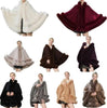 Women 2 Circle Wraps Long Faux Rabbit Fur Cape Poncho Winter Loose Thick Warm Shawl Outerwear Knitted Cloak Overcoat