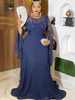 Plus Size African Wedding Party Dresses for Women Dashiki Sequin Long Sleeve Evening Gown Elegant Muslim Maxi Dress