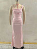 Elegant Satin Corset Long Dresses Women's One Shoulder Maxi Dress Evening Party Wedding Guest Blue Pink Prom Graduation Brown