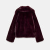 Elegant PU Fur Patchwork Jacket Women Loose Detachable Collar Lapel Double Breasted Jackets Female Winter Warm Outwear