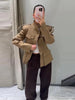 Women's Jacket Slim Fit Stand Collar Tailored Epaulets Flap Pockets Single Breasted Button Down Blazer Coat Spring Outwear