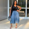 Women Streetwear Fly Denim Calf-Length Pants Autumn Loose Safari Style Cargo Harem Hip Hop Jeans