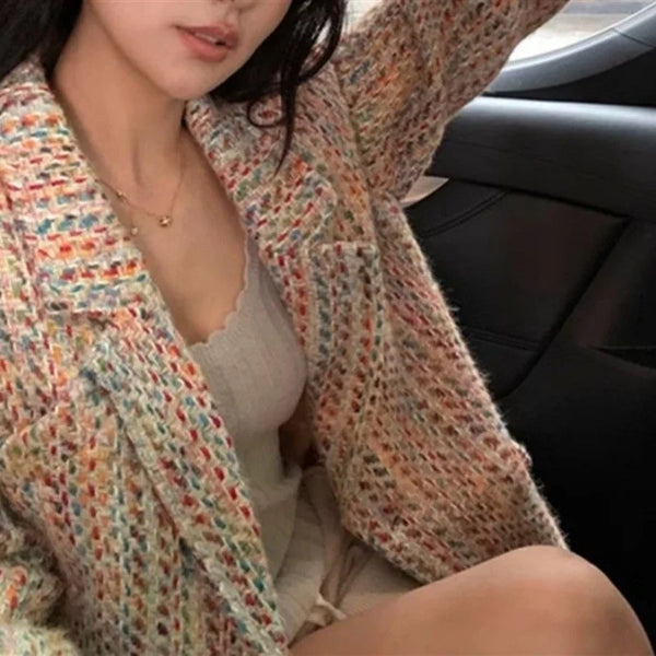 Colorful Little Chiffon Style Wool Blazer For Women, Autumn, And Elegant Blouse