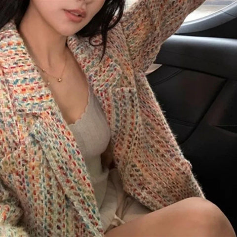 Colorful Little Chiffon Style Wool Blazer For Women, Autumn, And Elegant Blouse