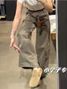 High Waist Straight Leg Workwear Trousers Women's Spring Autumn Casual American Style Multiple Pockets Loose Fit Wide Le