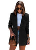 Blazer women casual Autumn Winter Long-sleeved double-breasted solid color long blazer women's clothing