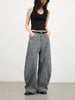 Women Jeans Loose Casual High Waist Wide Leg Denim Pants Paisley Female Trousers Spring Autumn