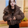 Hooded Collar Cotton-padded Jacket For Women Autumn Winter Solid Loose Warm Female Puffer Coat