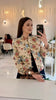Women Vintage Floral Print Jacket Long Sleeve Mandarin Collar Single Breasted Loose Cropped Straight Coats Autumn Casual Outfits