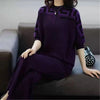 Two piece Women's Knitwear Casual Sets Spring Autumn Loose Temperament Pullover Tops+Wide leg Pants Female
