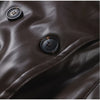 Drawstring Waist Brown Textured PU Leather Jacket Women High Neck Asymmetric Zip Button Detail Oversized Full Streetwear