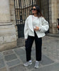 Autumn Grey Woolen Short Overcoats Elegant Female Lapel Full Sleeves Cropped Jacket Lady Commute High Street Outerwear