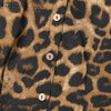 Leopard Print 2 Pieces Sets Woman Street Puff Sleeve Short Tops Wide Leg Pants 2pcs Suits Outfits OL Pant Sets
