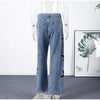 Y2K Women's Diamond Star Blue Jeans High Waist Pockets Zipper Wide Leg Denim Pant Summer Autumn Lady Street All-match Pants
