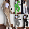 2 Pcs Set Women s Formal Coat Pants Set Autumn Winter Long Sleeves Jacket Loose Striped Wide Leg Casual Suit Outfit