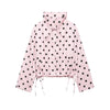 Women Elegant Polka Dot Pink Jacket Single Breasted High Collar Drawstring Coat Spring Lady Street Outwear