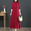 Autumn/Winter Women Knitted Dress Solid Loose Pullover Half High Collar Long Knitted Sweater Dress Female High-Quality