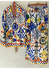 Retro Design Print Lapel Lace-Up Long-Sleeved Shirt Spring Women's Two-Piece Suit+ Elastic Waist Straight Trousers S