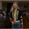 Embroidery Napoleon Short Jacket Women Single Breasted Long Sleeve Coat Spring Female Street Contrast Outerwear