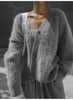 Imitation Mink Cardigan For Women Autumn Thick Knitted Jackets Yellow Oversize Cardigans Ladies Black Women Knitted Coat Velvet