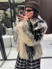Print Faux Fur Jackets Women Loose O Neck Long Sleeves Fluffy Warm Parka Female Winter Chic Street Outwears