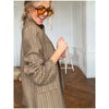 Vintage Plaid Lapel Jacket Shorts Set Women Full Sleeve Belted Buttons Pockets Blazer Suit Autumn Lady Commute Street Outfit