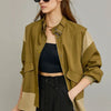Spring Autumn Contrast Splicing Design Sense Short Women Jacket 2025New Casual Single-Breasted Coat Female Top