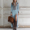Women's Commuting Dress Spring Autumn Slim Fit Floral Decoration Half-Zip Long Sleeve Hem Slit Tassel Dress