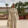 Boho Vacation Kaftan Dress For Women Long Sleeved Dress With Belt Elegant Conservative Gowns Women's Clothes