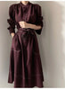 Spring Autumn Single Breasted Women's Shirt Dresses Sashes Stand Collar Korean Casual Straight Dress Female