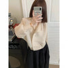 Pleated Cropped Blazer Women Batwing Sleeve Open Front Button Cardigan Jacket Elegant Office Casual Coat