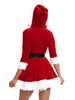 Women Half Sleeve Solid Ladies Santa Claus Xmas Theme Costume Cosplay Outfit Waistbelt Fancy Christmas Dress