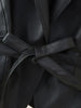 Suninherat Autumn Faux Leather Jacket Black PU Jacket Coat with Belt Lapel Women's Outwear