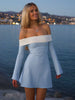 Off Shoulder Long Sleeves Slim Mini Dress Women's Sexy Elegant Outfit Prom Birthday Party Clubwear Spring Dress