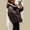 Warm Women's Detachable Scarf Collar Hooded Cotton Coat Solid Full Sleeve Buttons Pocket Thicken Jacket Winter Lady Outwear