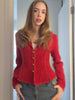 Women Vintage Tweed Blazer Lapel Collar Full Sleeves Single Breasted Slim Fit Peplum Cropped Coat Fall Winter Elegant Outerwear
